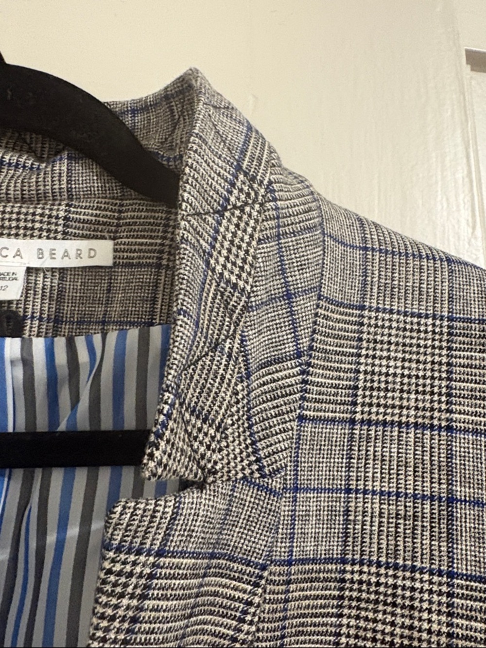 Veronica beard Gray Plaid Single-Button Dickey blazer size 12 - Picture 5 of 8